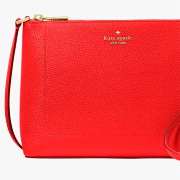 S Kate Spade Leila Crossbody Bag Red Pebbled Leather Purse KG464 NWT $299 Retail - Picture 6 of 8
